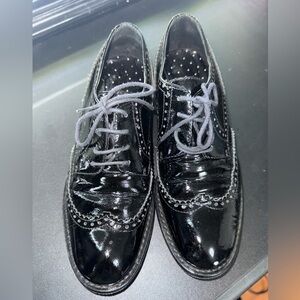 Moschino Black Patent Leather Brogue Oxfords